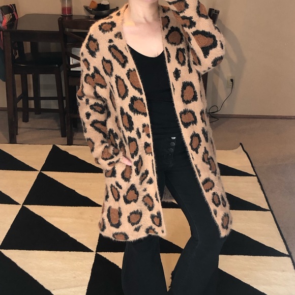 Umgee Longline Cardigan Leopard Print 